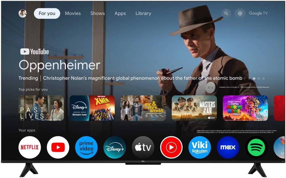 TCL 4K QLED televizorius | 50T69C | 50 | Išmanusis televizorius | „Google TV“ | UHD | Juodas