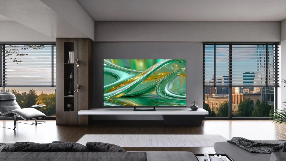 Televizorius Hisense ULED 55E8S MiniLED QLED-TV - 139 cm (55 colių) UltraHD/4K Trigubas Imtuvas 144Hz Juodas/tamsiai pilkas
