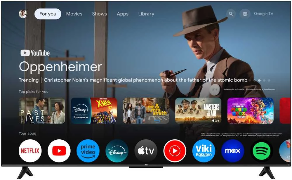 Televizorius TCL 4K QLED TV | 55T69C | 55 | Smart TV | Google TV | UHD | Juodas