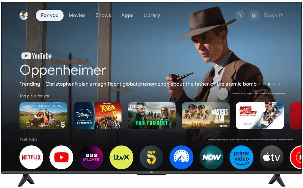 Televizorius TCL LED 4K TV | 65V6C | 65 | Smart TV | Google TV | Juodas