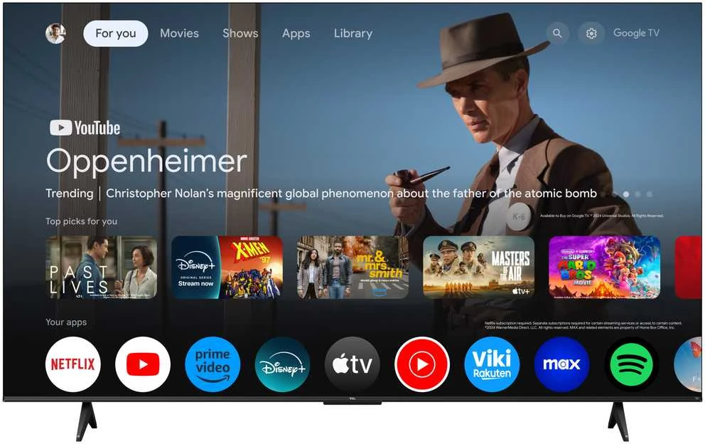 TCL 4K QLED televizorius | 75T69C | 75 | Išmanusis televizorius | „Google TV“ | UHD