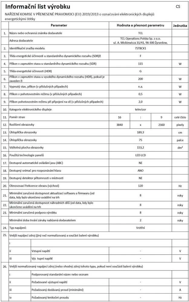 TCL 4K QLED televizorius | 75T8C | 75 | Išmanusis televizorius | „Google TV“ | Juoda