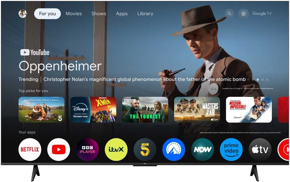 Televizorius TCL LED 4K TV | 75V6C | 75 | Smart TV | Google TV | UHD | Juodas