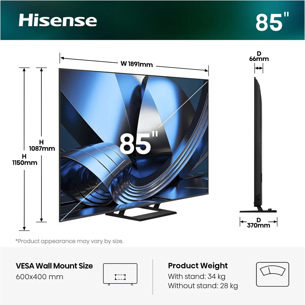 Televizorius TV Hisense 85"