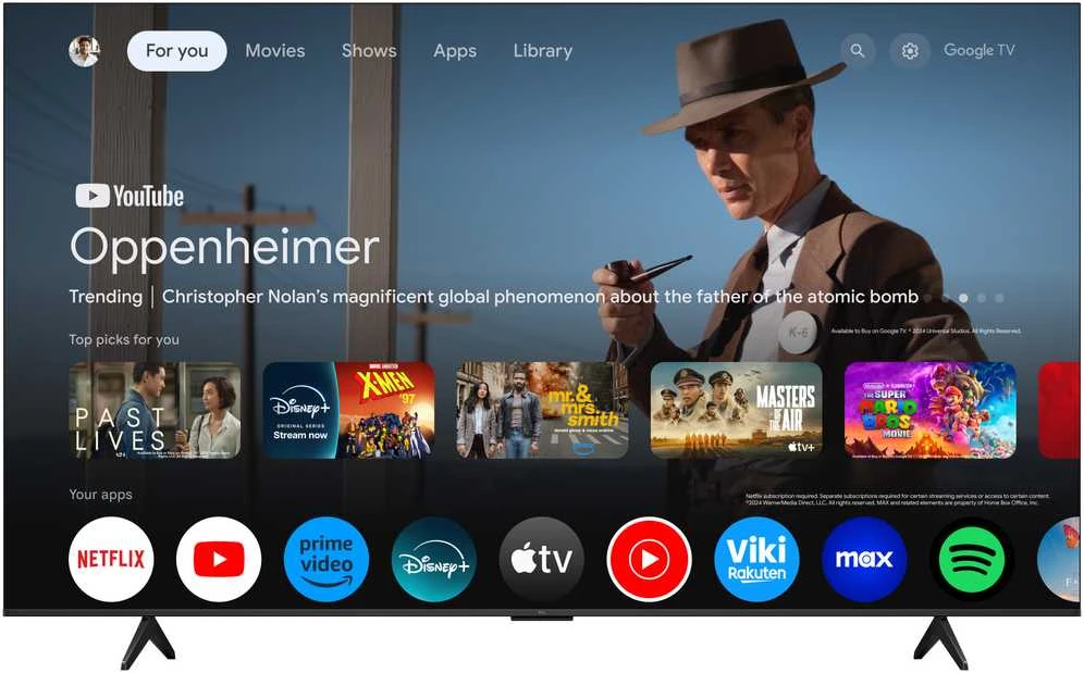 TCL 4K QLED televizorius | 85T69C | 85 | Išmanusis televizorius | „Google TV“ | UHD | Juodas