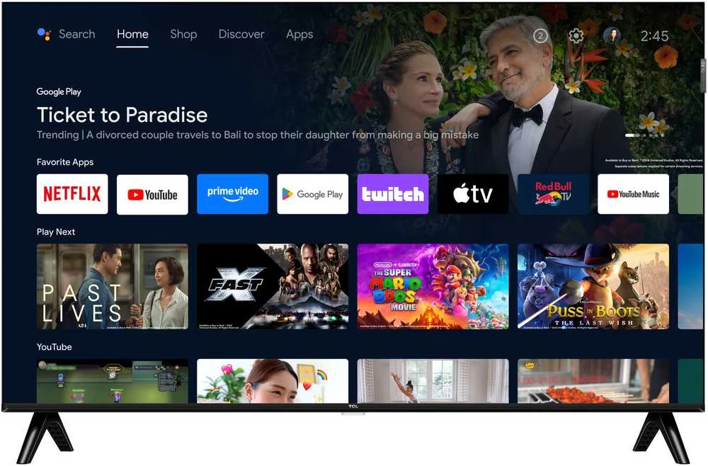Televizorius TCL QLED TV | 40S5K | 40 | Smart TV | Android TV | FHD | Juodas