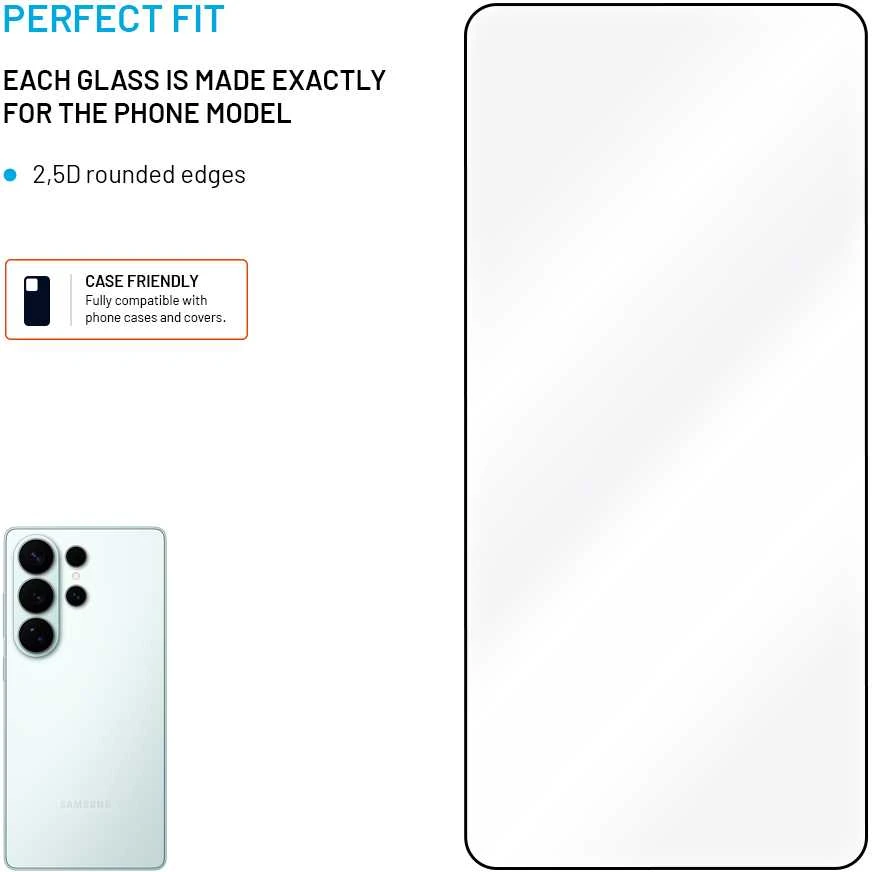 Fixed Fiksuota ekrano apsauga | Samsung | Galaxy S26+ | Grūdintas stiklas | Juodas | Pilnas dangtelis 2.5D