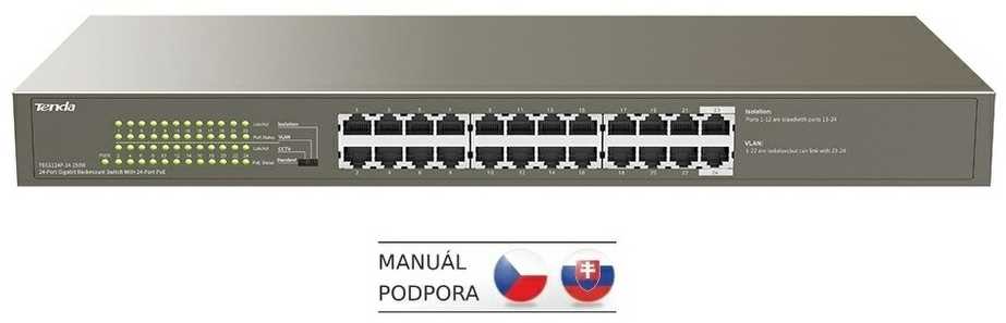 Šakotuvas Tenda TEG1124P-24-250W tinklo jungiklis Nevaldomas Gigabit Ethernet (10/100/1000) Maitinimas per Ethernet (PoE)