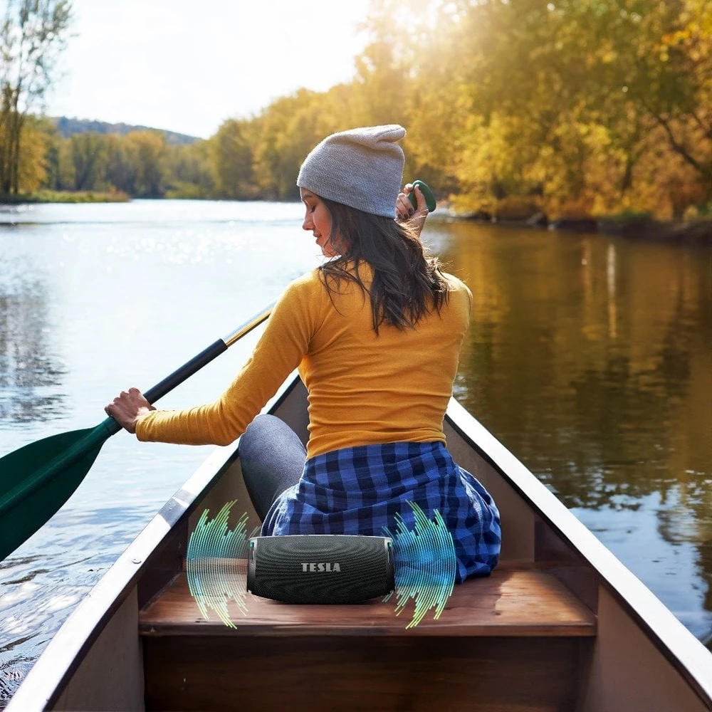 TESLA Sound BS70 - Vanduo-Resistant Wireless Bluetooth Speaker (Juodas)