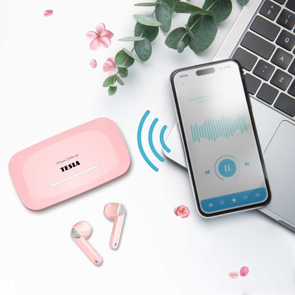 TESLA Sound EB20 Belaidės Bluetooth Ausinės (Blossom Rožinė)