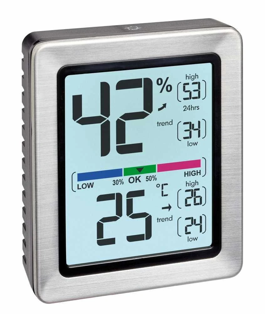 TFA 30.5047.54 - Digital thermometer/humidity meter EXACTO - sidabrinis