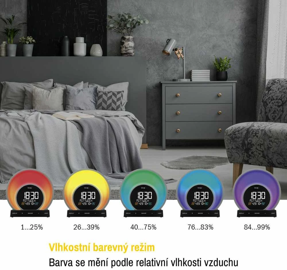 TFA 60.2026.01 SOLUNA Žadintuvas su funkcija zmiany koloru