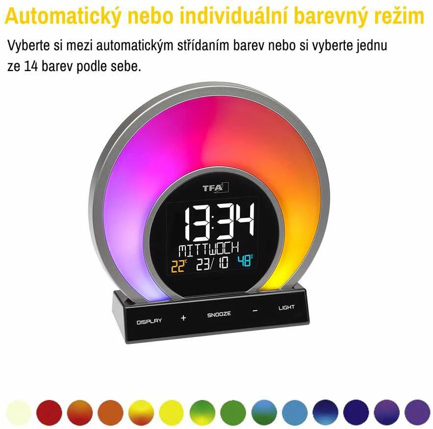 TFA 60.2026.01 SOLUNA Žadintuvas su funkcija zmiany koloru