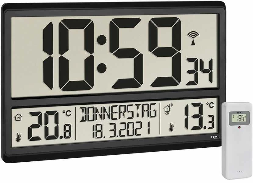 Laikrodžių radijas TFA TFA 60.4521.01 XL Radijo laikrodis su vidaus / lauko temperatūros