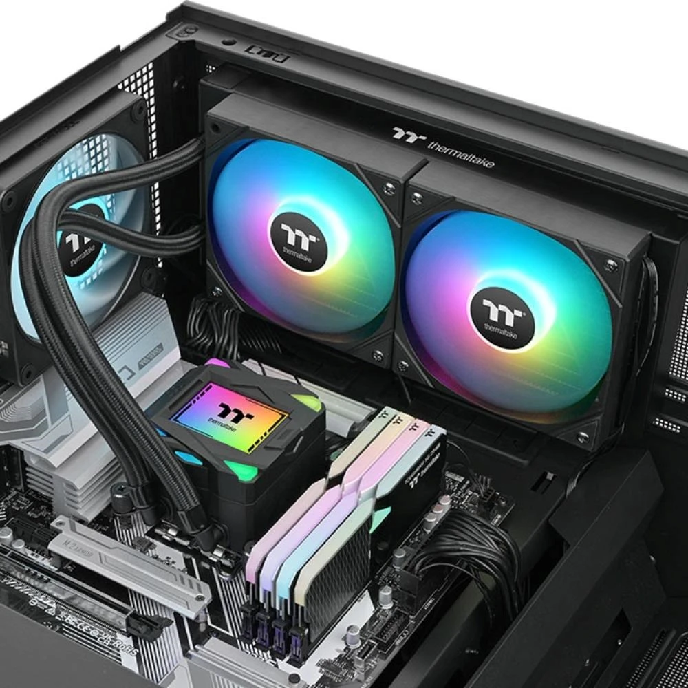 THERMALTAKE vandens aušintuvas LA240 ARGB, 2x120mm ARGB, LGA1851, AM5, juodas