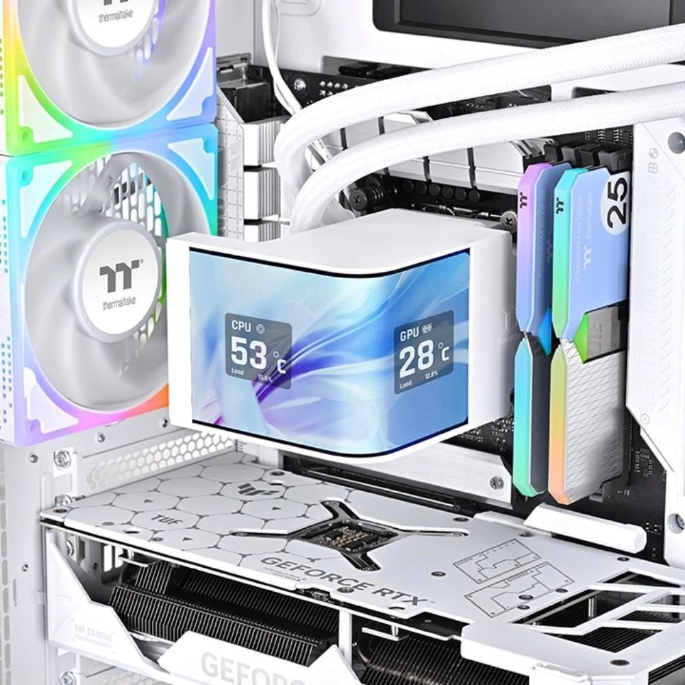 K Thermaltake MAGCurve 360 Ultra Snow universalus skysčio aušintuvas su ARGB ventiliatoriumi