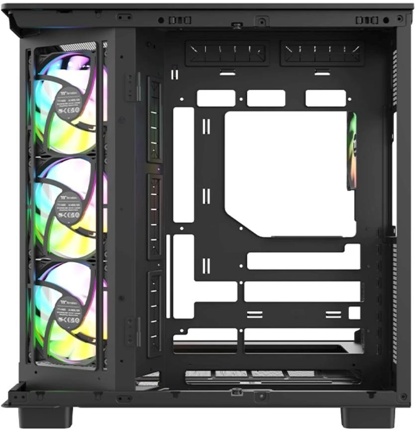 „Thermaltake View 380 XL WS ARGB“, bokšto tipo korpusas - medinis/juodas, 2 grūdinto stiklo plokštės, medinė konstrukcija