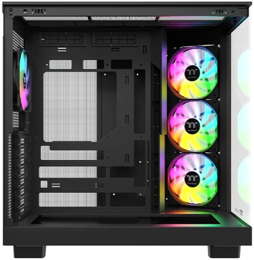 „Thermaltake View 380 XL WS ARGB“, bokšto tipo korpusas - medinis/juodas, 2 grūdinto stiklo plokštės, medinė konstrukcija