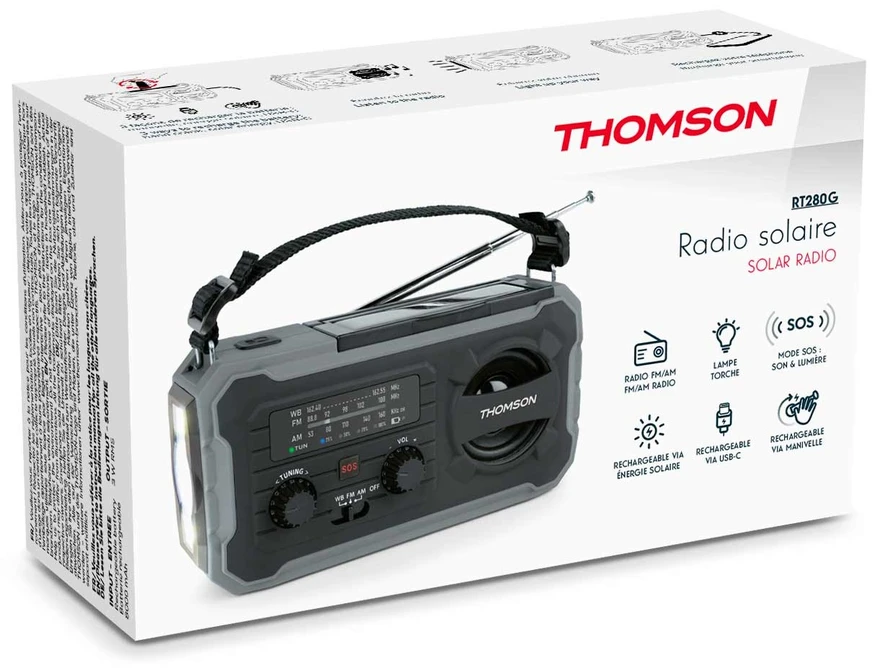 Thomson RT280G – daugiafunkcis FM/AM radijas ir 8000 mAh talpos išorinė baterija