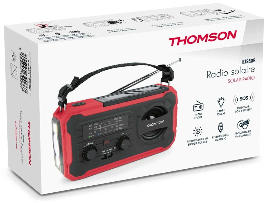 Thomson RT280R – daugiafunkcis FM/AM radijas ir 8000 mAh power bank