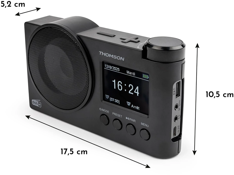 Nešiojamasis FM DAB+ radijas su „Bluetooth“ USB Thomson RT400DABBTBK