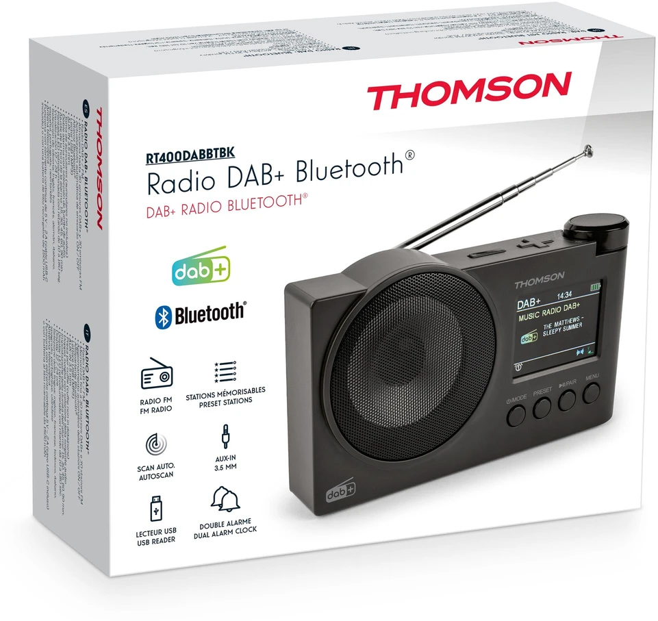 Nešiojamasis FM DAB+ radijas su „Bluetooth“ USB Thomson RT400DABBTBK