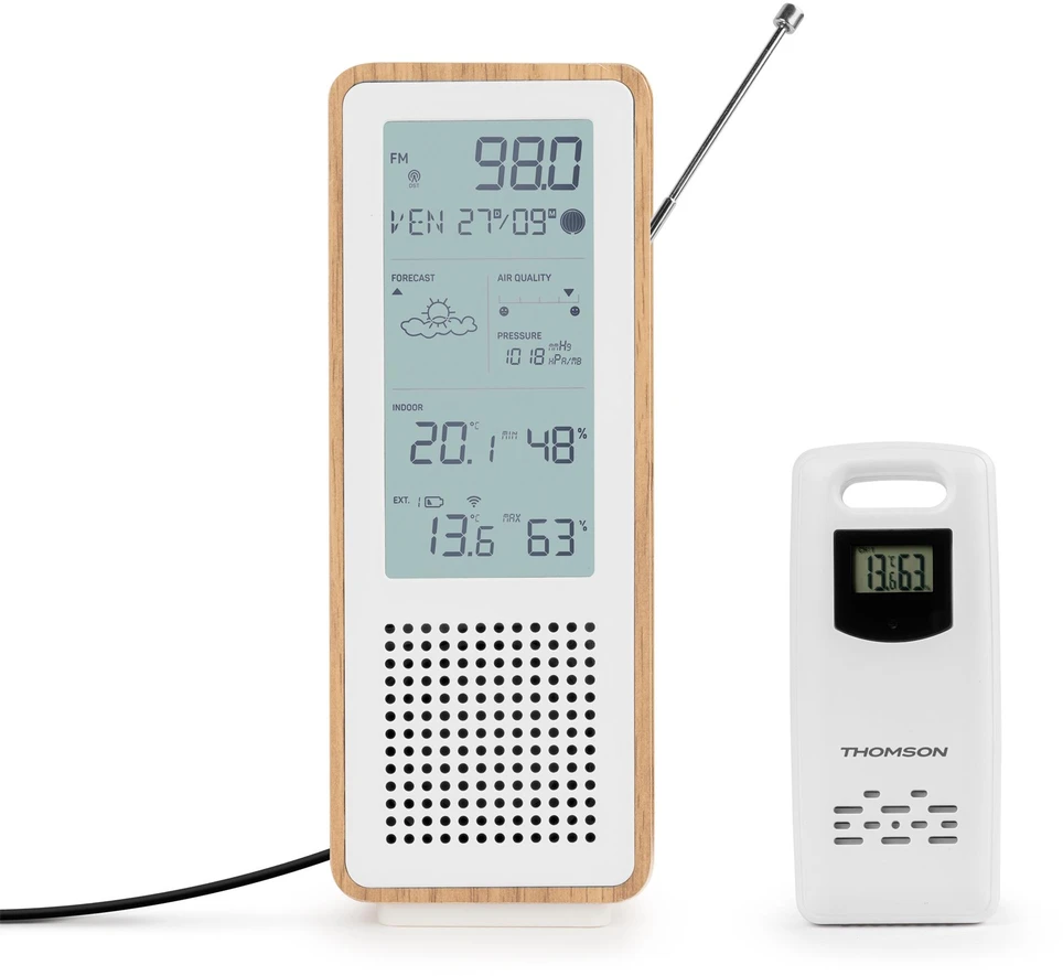 Thomson WS102TWH meteorologinės stotelės su „Bluetooth“ garsiakalbiu ir FM radiju