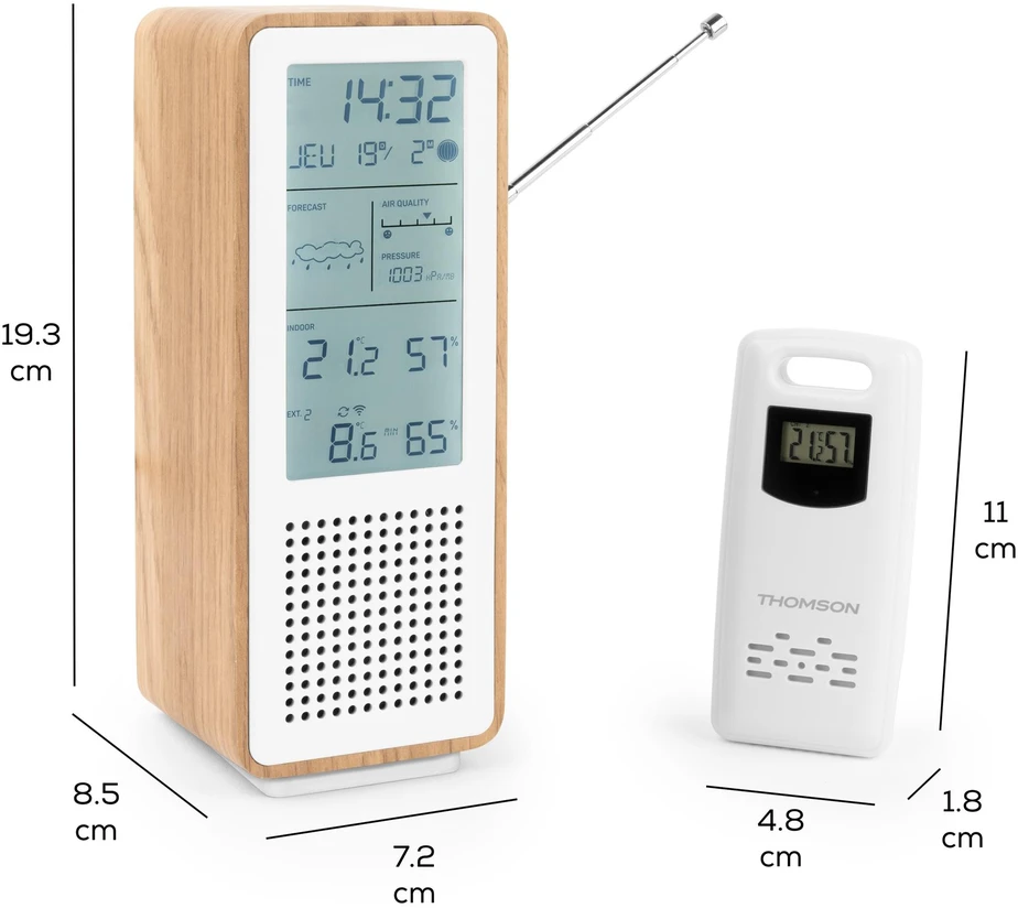 Thomson WS102TWH meteorologinės stotelės su „Bluetooth“ garsiakalbiu ir FM radiju