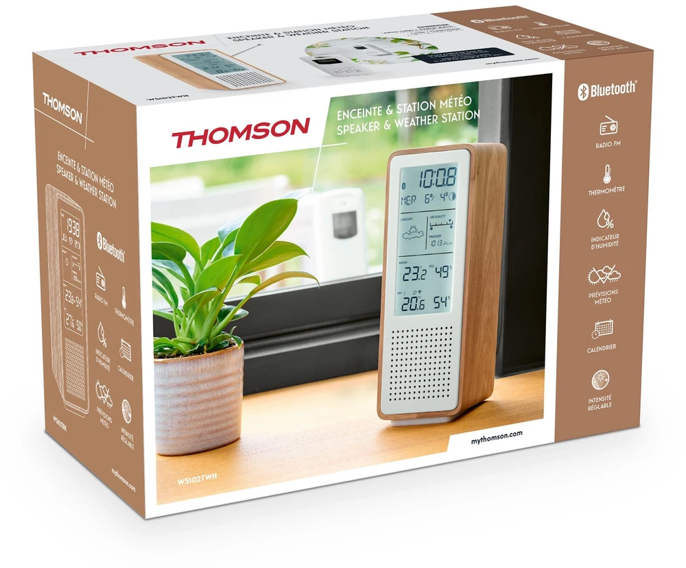 Thomson WS102TWH meteorologinės stotelės su „Bluetooth“ garsiakalbiu ir FM radiju