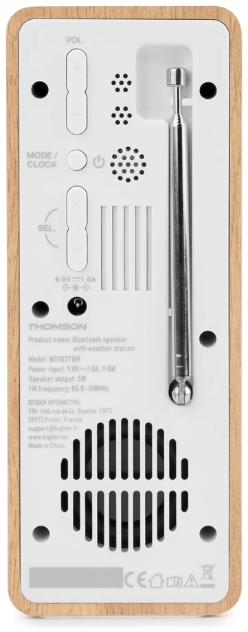 Thomson WS102TWH meteorologinės stotelės su „Bluetooth“ garsiakalbiu ir FM radiju
