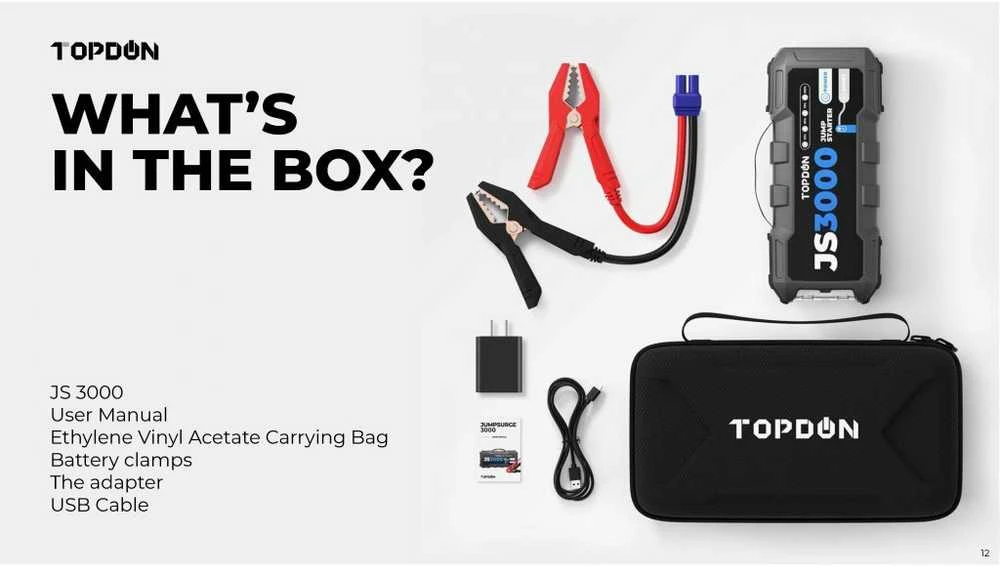 TOPDON automobilio užvedimo akumuliatorius JumpSurge 3000, 24000 mAh