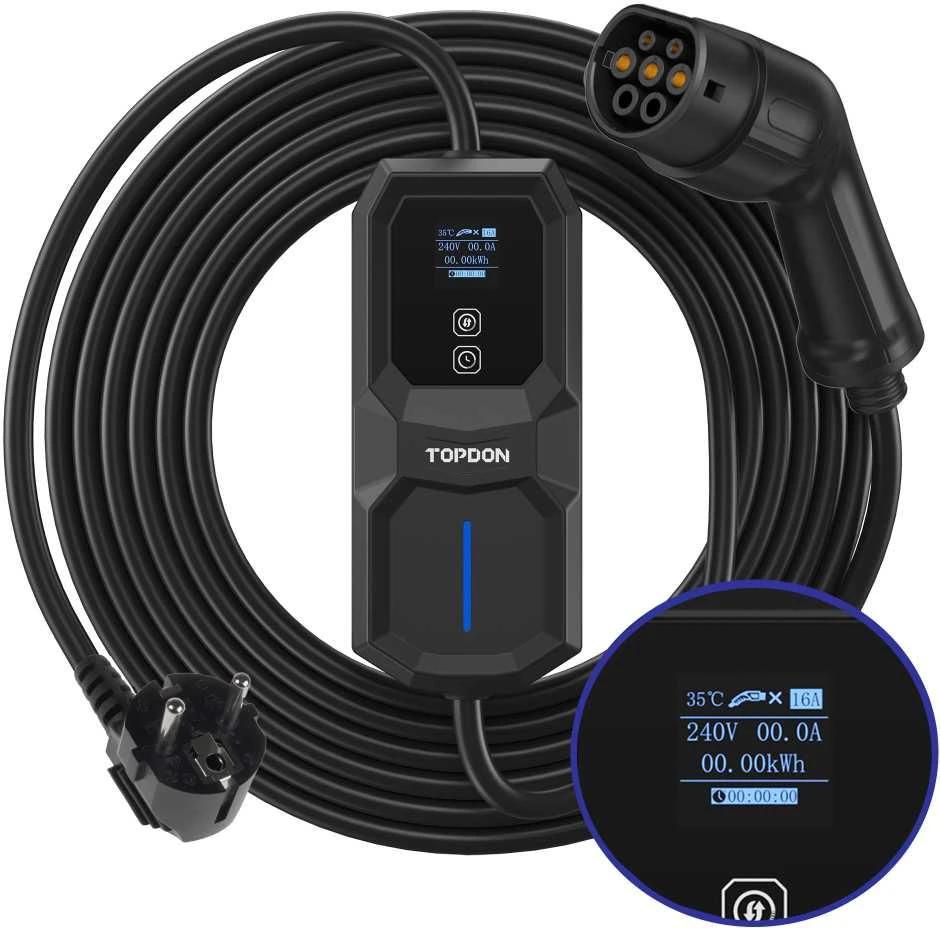 TOPDON PulseQ AC įkroviklis su LCD ekranu ir Type 2 jungtimi