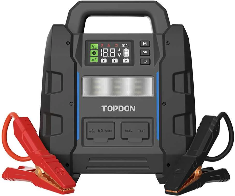 TOPDON V4500 Plus įrenginys su ekranu ir gnybtais