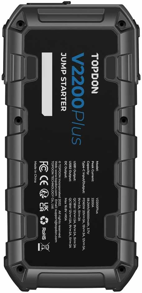 Viking TOPDON Car Jump Starter V2200Plus, 1600mAh
