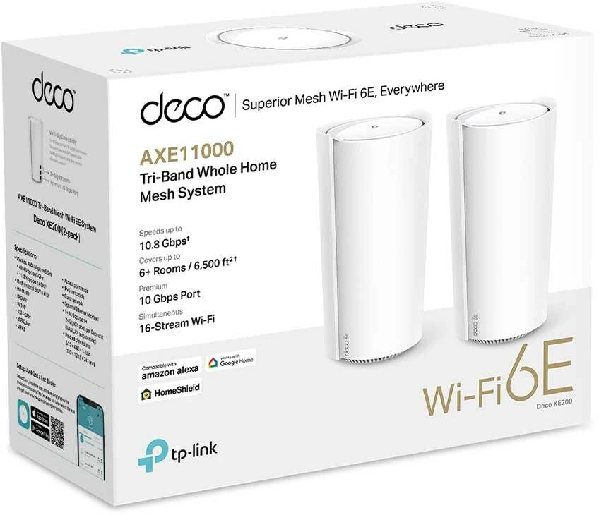 Maršrutizatorius TP-LINK Deco XE200 Tri-Band WiFi 6E tinklelio sistema, 2 pakuotės