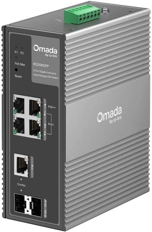 Šakotuvas TP-Link IES206GPP tinklo komutatorius su valdomu gigabito eternetu (10/100/1000) ir maitinimu per eternetą (PoE), Juodas