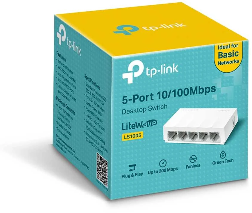 Šakotuvas TP-Link LS1005 network switch Unmanaged Fast Ethernet (10/100) Baltas