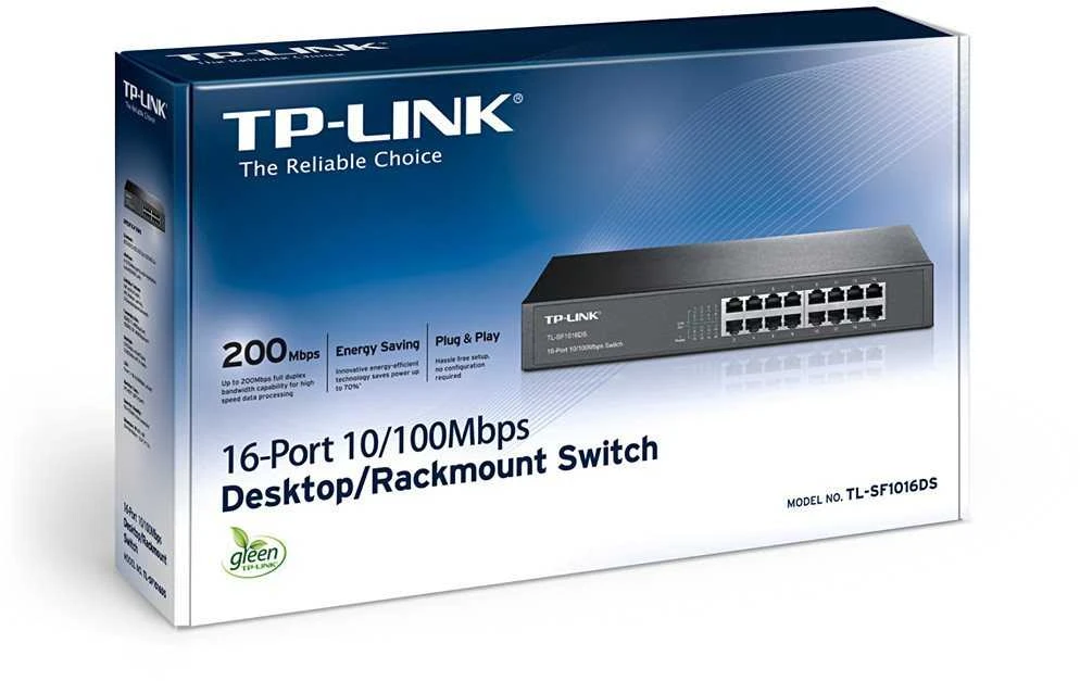 Šakotuvas TP-Link TL-SF1016DS tinklo komutatorius Ne-valdomas Fast Ethernet (10/100) 1U Juoda