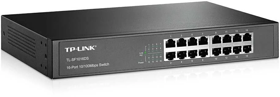 Šakotuvas TP-Link TL-SF1016DS tinklo komutatorius Ne-valdomas Fast Ethernet (10/100) 1U Juoda