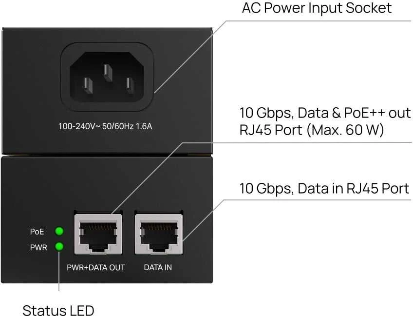 Šakotuvas TP-LINK Omada PoE++ injektorius | POE370S