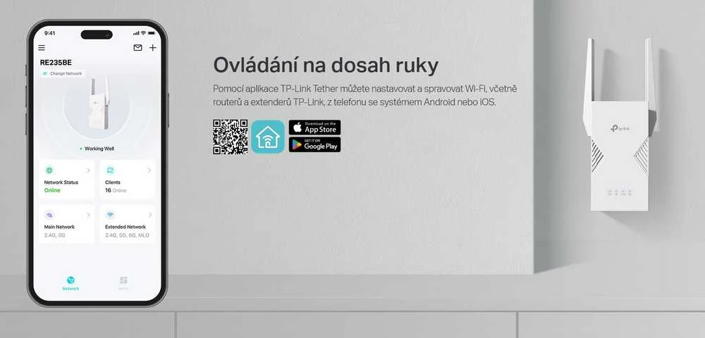 Maršrutizatorius TP-LINK BE3600 dviejų dažnių „Wi-Fi 7“ diapazono ilgintuvas | RE235BE | 802.11ax | 688/2882 Mbit/s | Ethernet LAN (RJ-45) jungtys 1 | MU-MiMO Ne | ne PoE | Antenos tipas Išorinė