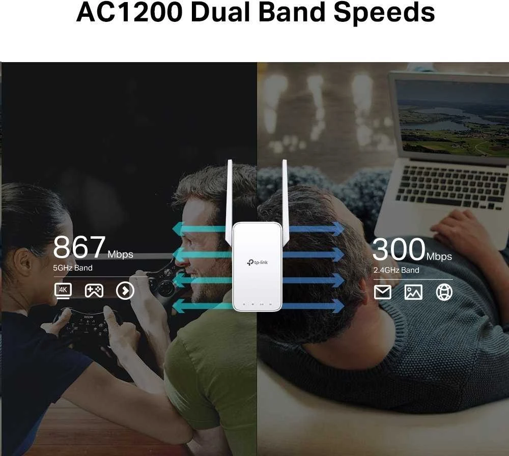 Ryšio stiprintuvas TP-link RE315/ AC1200 Mesh Wi-Fi Range Extender