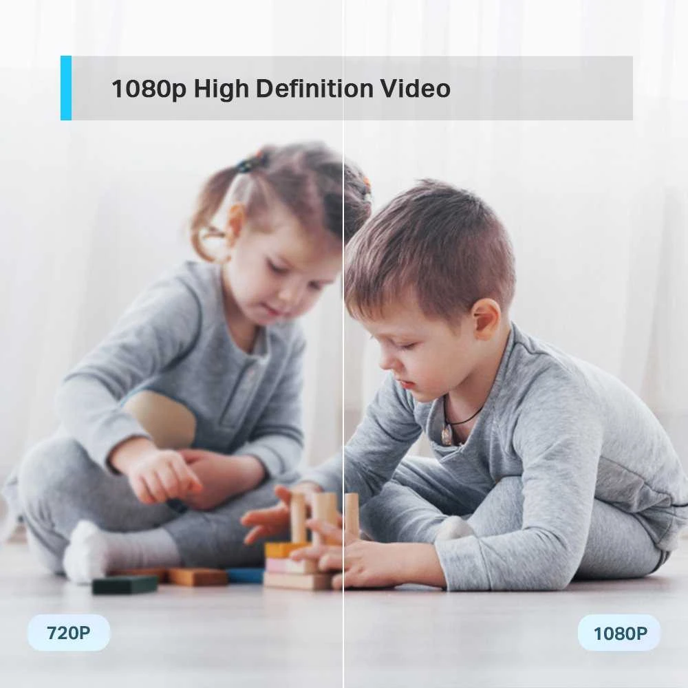 TP-LINK Pan/Tilt namų apsaugos WiFi kamera su dienos/nakties vaizdu, 1080p FHD, Micro SD kortelių talpa iki 128 GB, H.264 vaizdo įrašas, 360/114 žiūrėjimo kampas.