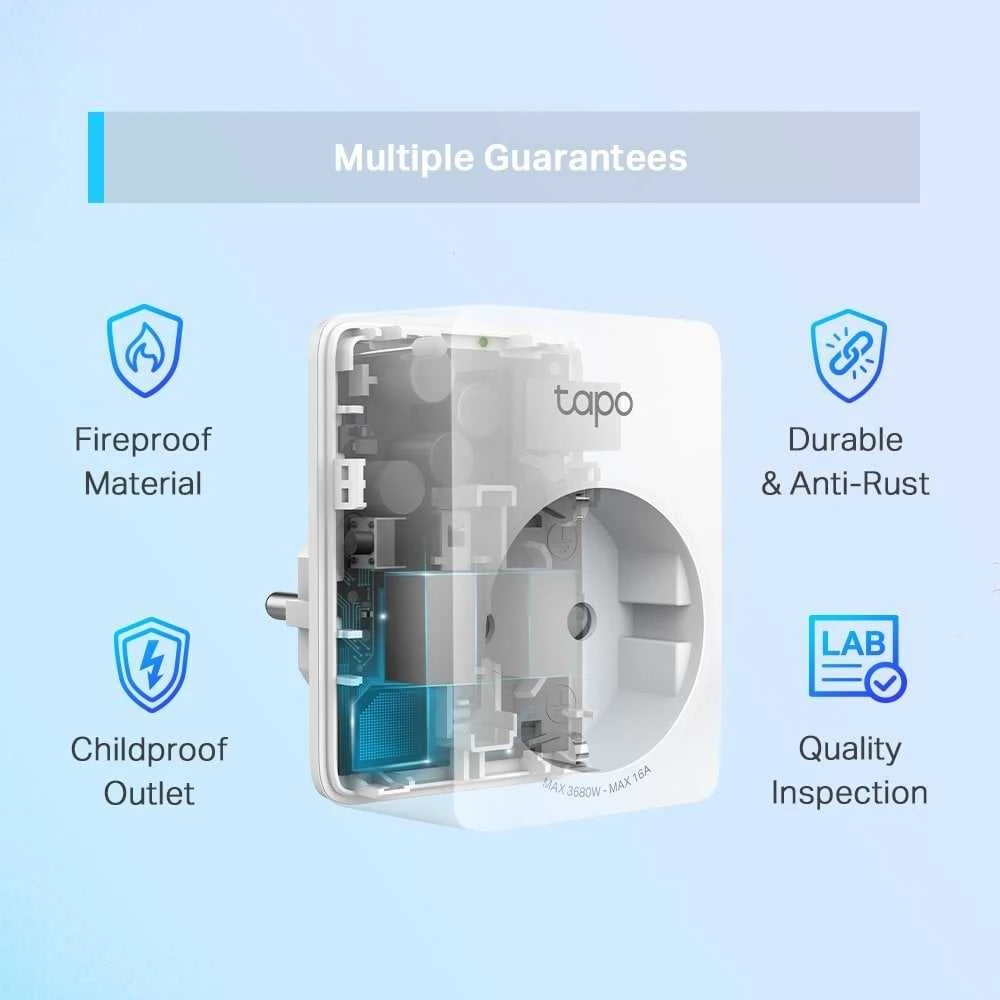 TP-Link Tapo P110(2-pack)(EU) išmanusis WiFi mini lizdas (3680W,16A,2.4GHz,BT)