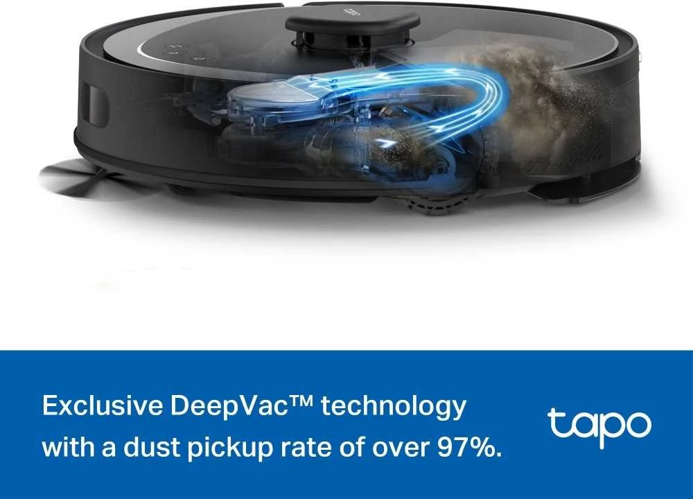 TP-LINK „Hyper Suction Robot“ dulkių siurblys ir šluostė | Tapo RV30 Max Plus | Wet&Dry | 2600 mAh | Dulkių talpa 3 L | 5300 Pa | Juodas