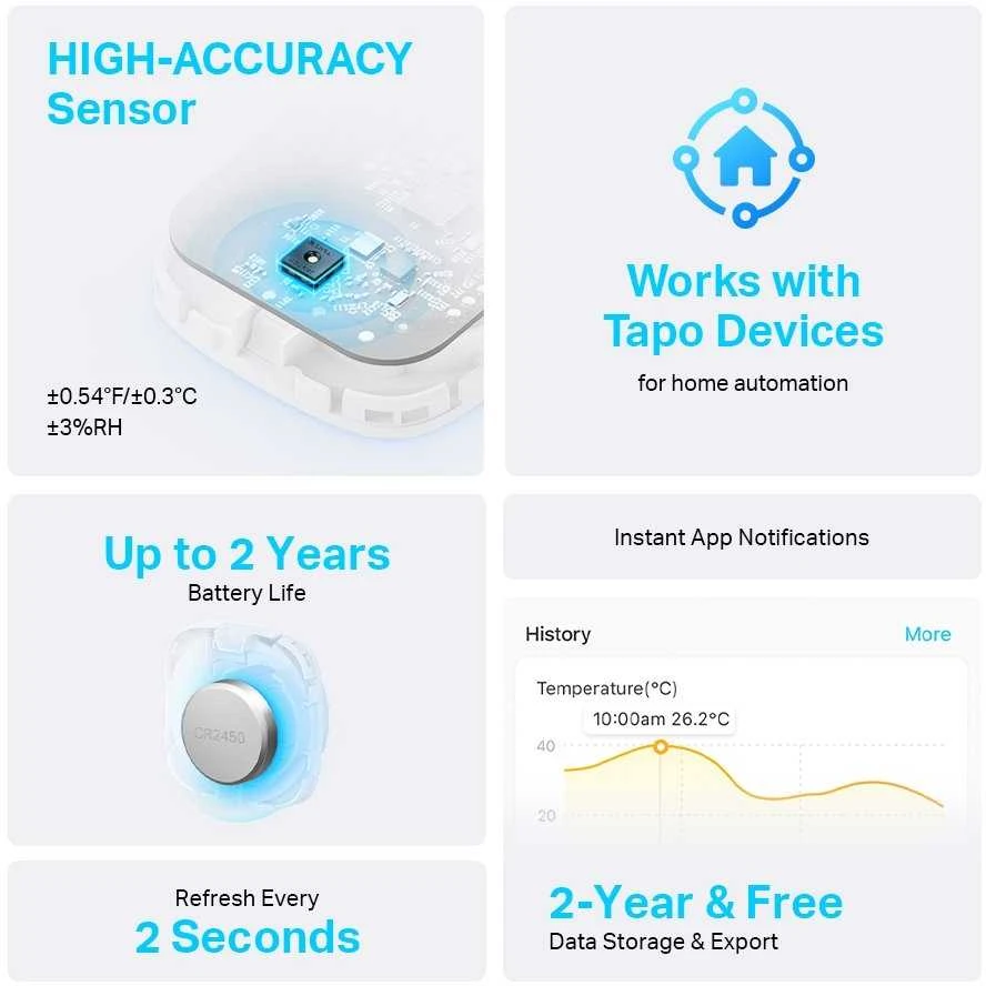 TP-LINK išmanusis temperatūros jutiklis Tapo T310 (TAPO T310)