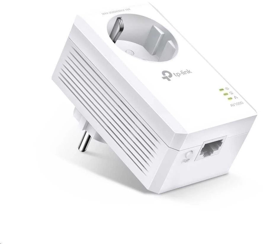 TP-LINK | AV1000 Gigabit Passthrough Powerline Adapteris | TL-PA7017P | 1000 Mbit/s | Ethernet LAN (RJ-45) jungtys 1 | Nėra „Wi-Fi“ | Papildomas lizdas