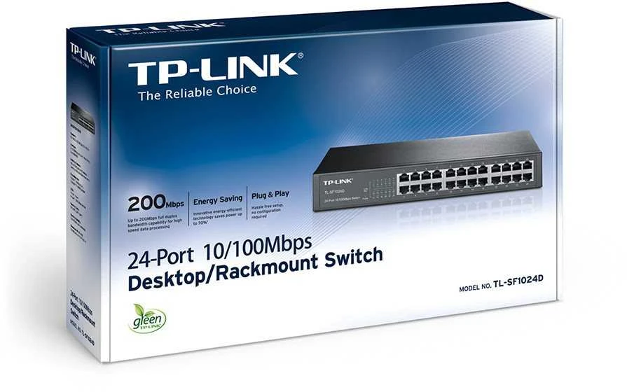 Šakotuvas TP-LINK 24port 10/100M Switch Plieninis dėklas
