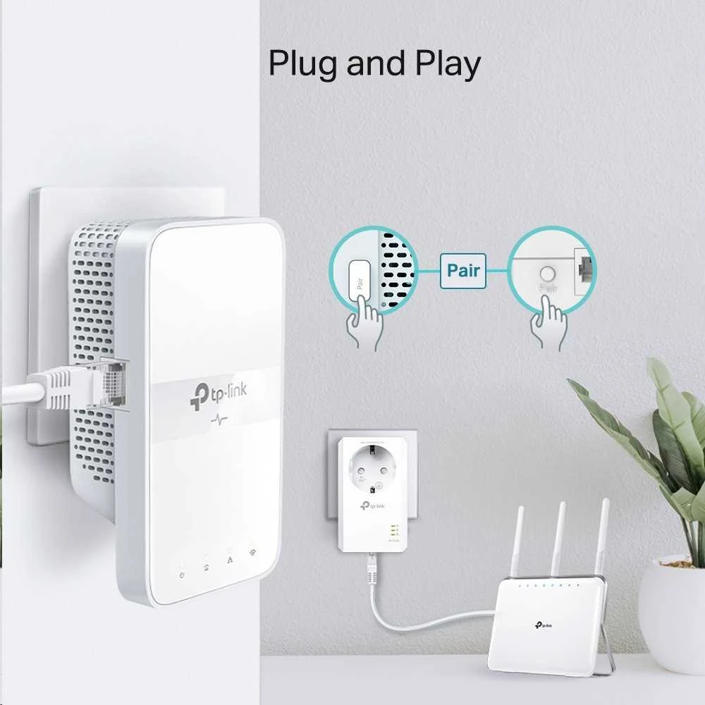 TP-LINK | AV1000 Gigabit Passthrough Powerline AC Wi-Fi rinkinys | TL-WPA7617 RINKINYS su TL-PA7017P | 10/100/1000 Mbit/s | Ethernet LAN (RJ-45) jungtys 2 | 802.11ac | 2,4 GHz/5,0 GHz | Wi-Fi duomenų perdavimo sparta (maks.) 300+867 Mbit/s | Papildomas lizdas
