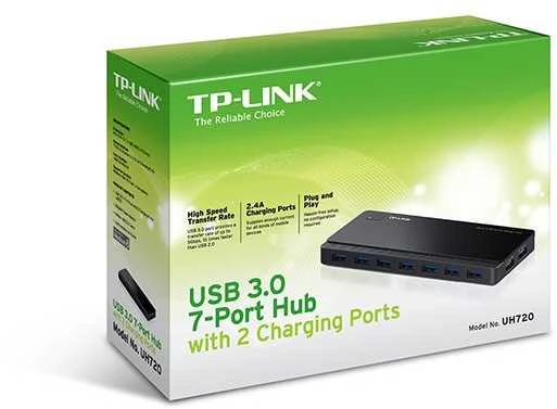 Adapteris - USB Hub TP-Link UH720 9-Port USB 3.2 Gen 1 5000 Mbit/s Juodas